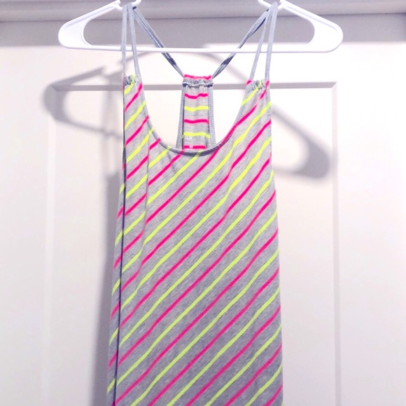 [Maurices] Neon Pink/Yellow Striped Racerback Mini Dress - Women's Size Medium - Picture 4 of 12